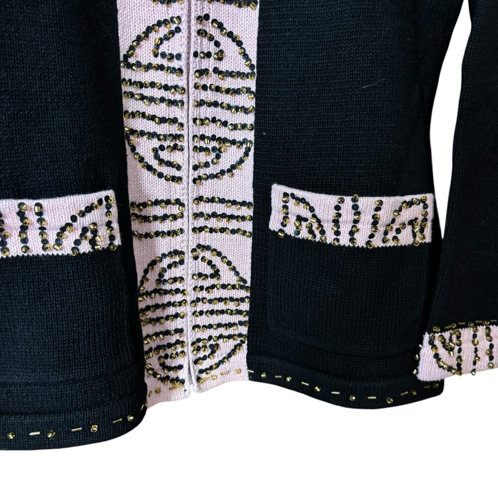 Storybook Knits Vintage Beaded Art Cardigan Jacket XS Cottagecore Boho Artwear - Picture 6 of 15